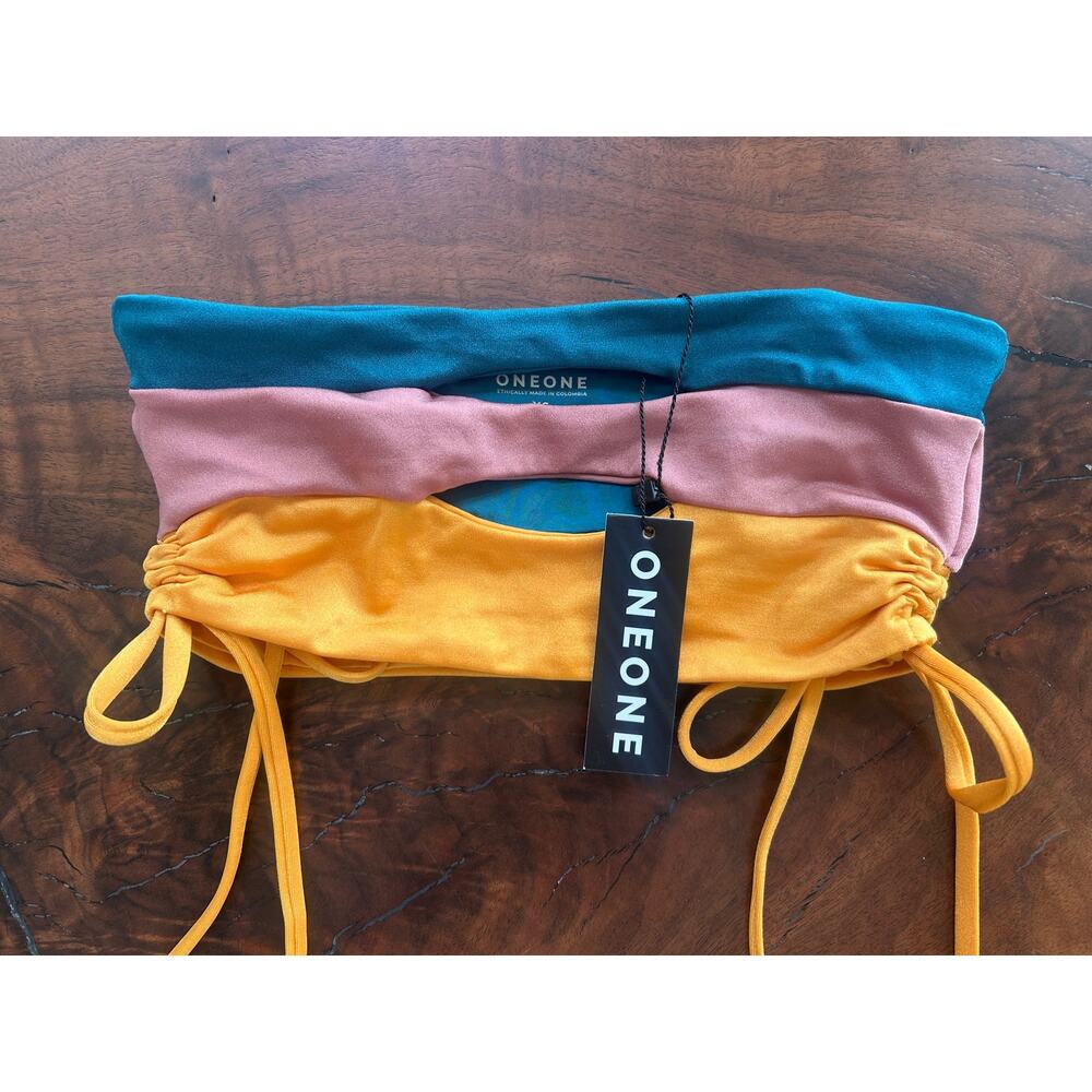 RARE ONEONE Colorblock Ruched Cutout Bandeau Top XS - NWT